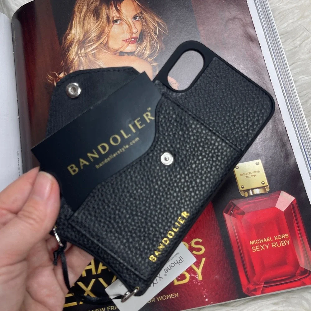 New Bandolier Black Pebbled Leather iPhone X/Xs Phone Case - Picture 1 of 6